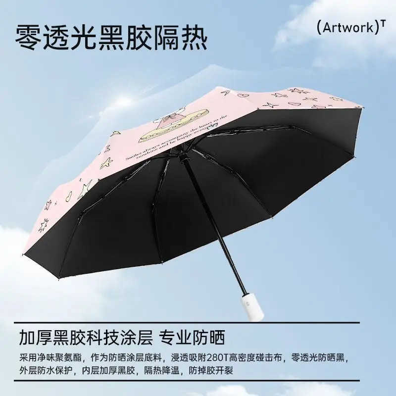 Sanrio Kawaii Sanrio Hello Kitty Umbrella Manual Folding Umbrella Wind Resistant Uv Protection Sunshade Sunscreen Umbrella Portable L251029