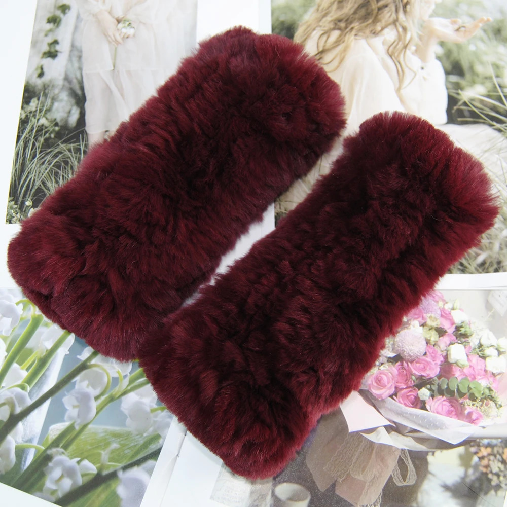 Winter Real Fur Golve Women Outdoor Warm 100 Real Rex Rabbit Fur Gloves Knit Thick Natural Soft Rex Rabbit Fur Mittens 251029
