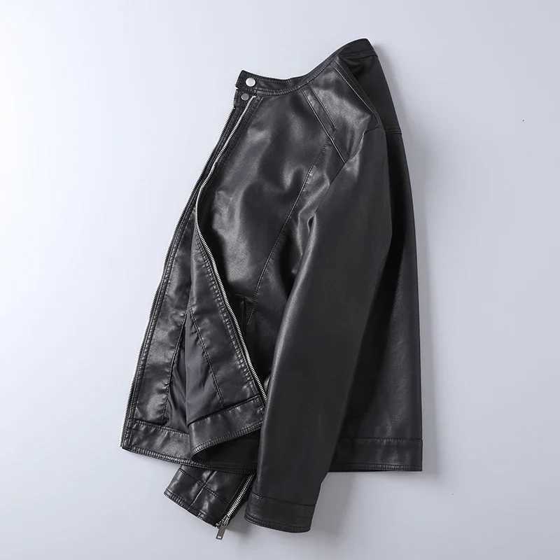 Coat Mens Black Leather Jacket Spring Autumn Motorcycle Coat Mens Moto Biker Leather Fashion Korean Slim Fit Pu Leather JacketT251029