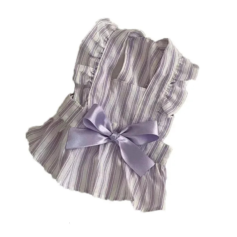 Bichon Teddy Dog Cat Striped Dress Summer Lightweight Breathable Adjustable Puppy Clothes Ready To Ship Cute Spring Pet Apparel 251029