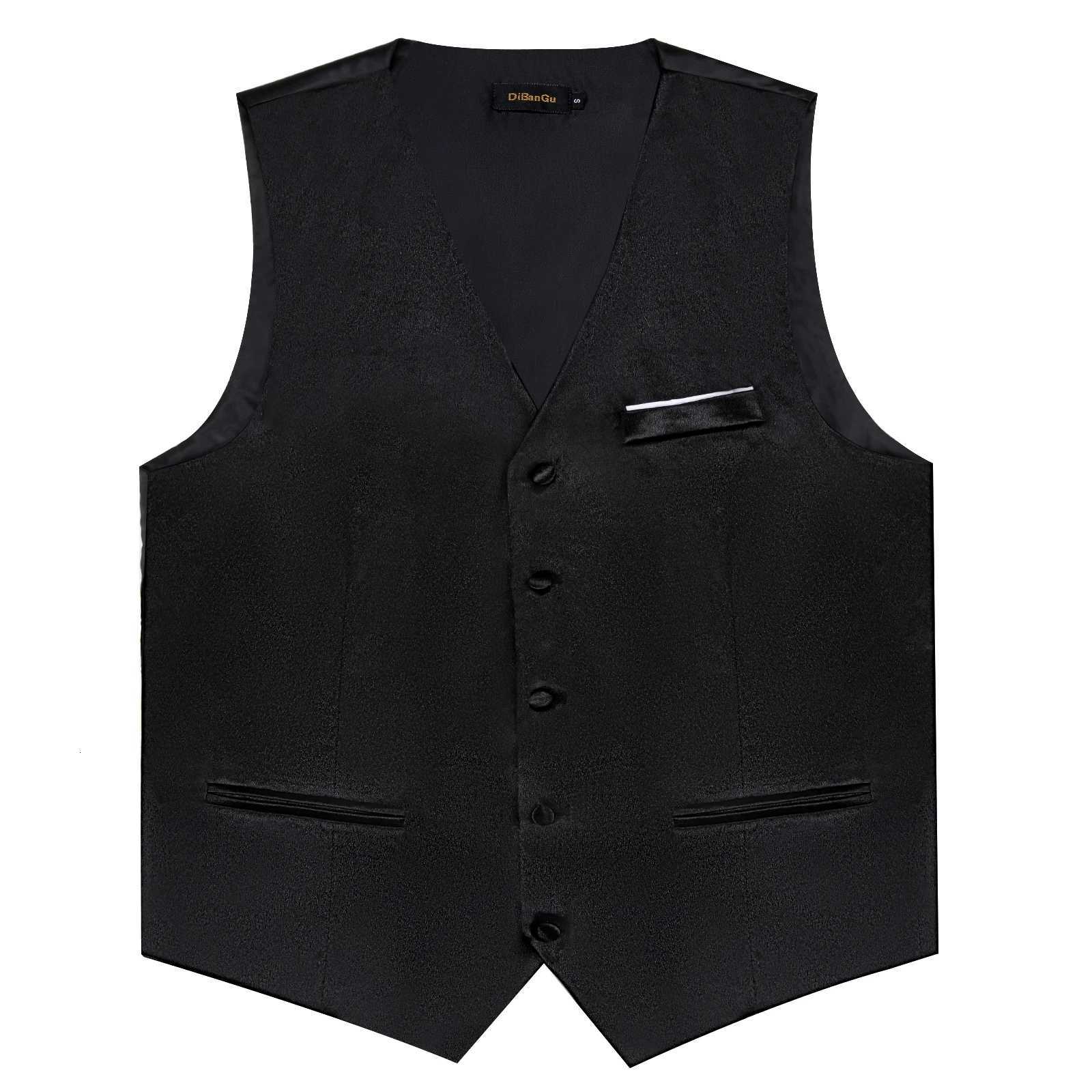 Black Satin Vest with Luxury Necktie Pocket Square Cufflinks for Man Wedding Fashion Classic Mens Business Tuxedo Waistcoats W251029