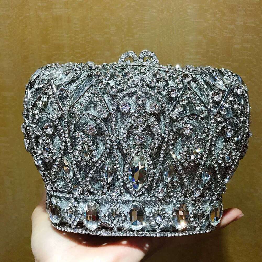 Dia-Encrusted Dinner Crown Shape Crystal European And American Banquet Dress Clutch Women's Bag Chain Luxury Bag