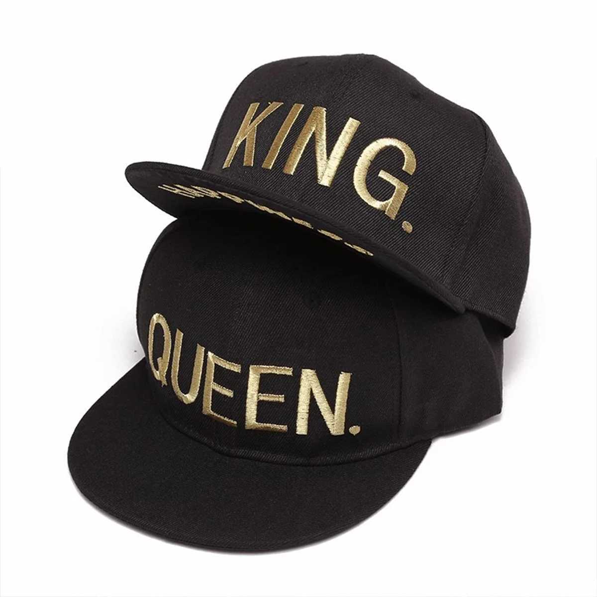 Unisex KING QUEEN Golden Thread Embroidery Hiphop Hats Spring Autumn Outdoor Adjustable Casual Baseball Caps Sunscreen Hat CapW251029
