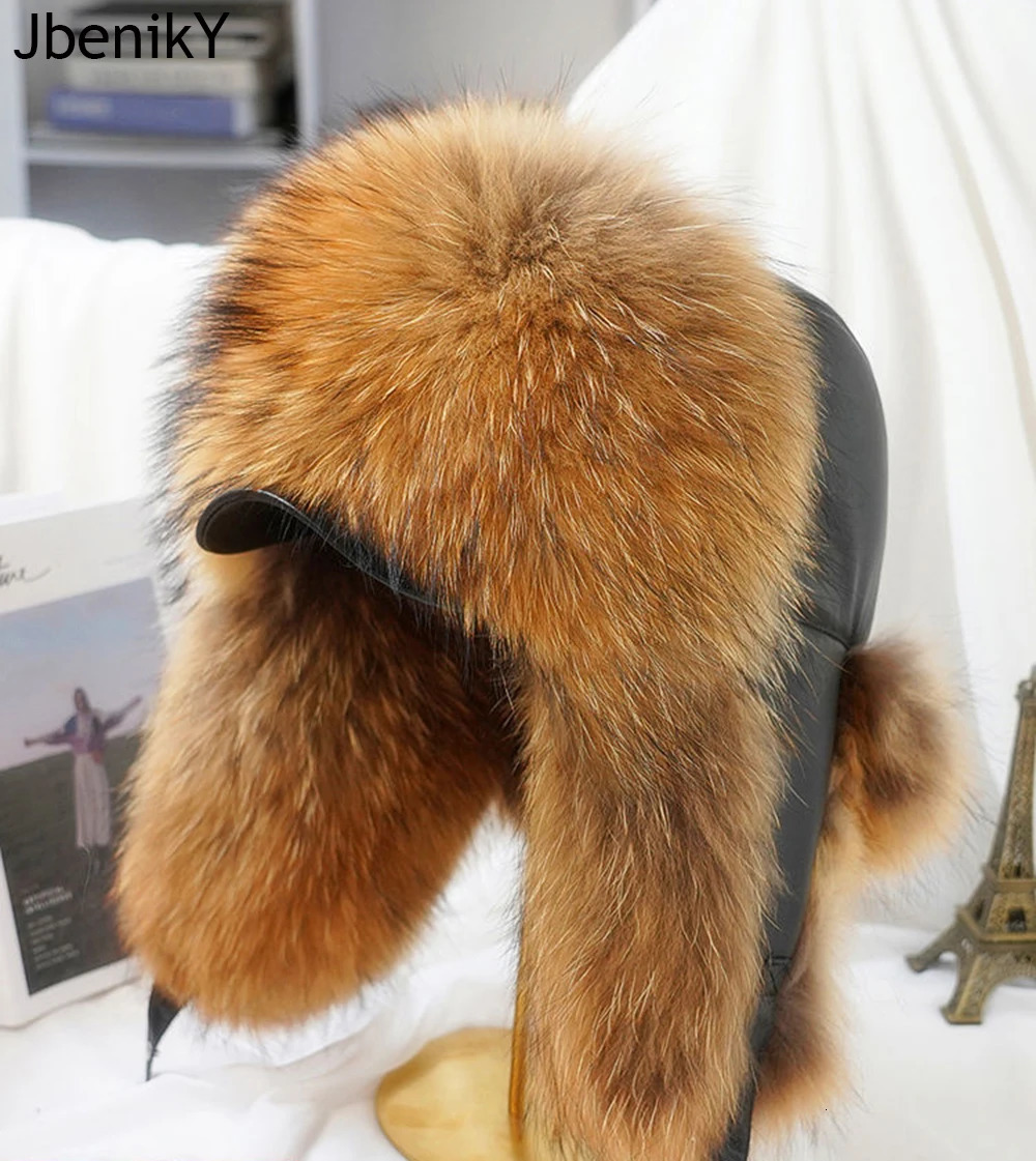 2025 Cap 100 Raccoon Dog Full Fur Fox Fur Hat Mens Fur Ear Protection Winter Thickened and Warm Russian Hat Mens Trend 251029