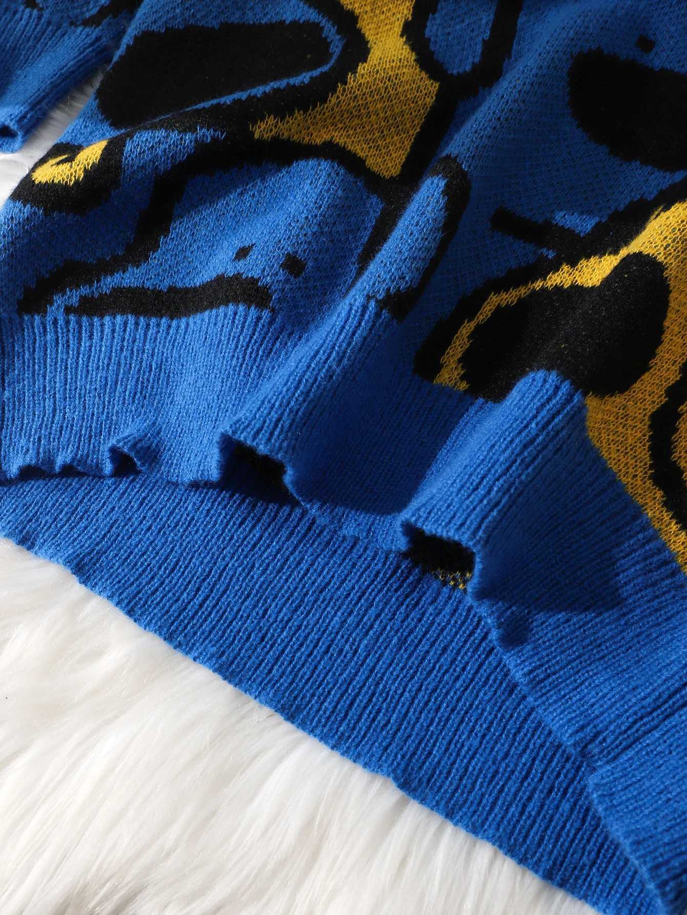 Autumn and Winter Cute Dog Jacquard DoubleSided Pattern Pullover Sweater Casual Crew Neck Knit Mens Pullover Casual Crew Neck J251029