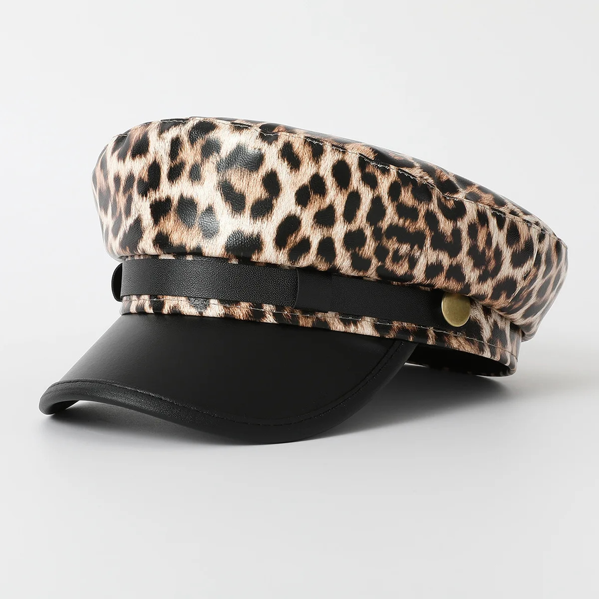Vintage leopard print Berets for Women Fashion y2k Flat Army Cap Salior Hat 251029