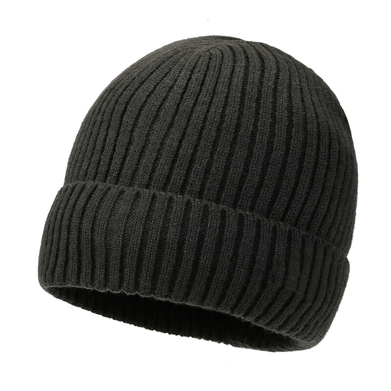 Winter Men's Knitted with Fleece Lining, Warm Solid Color Knit Trendy Ear Protection Hat, Cold-Proof Cycling Pullover Hat