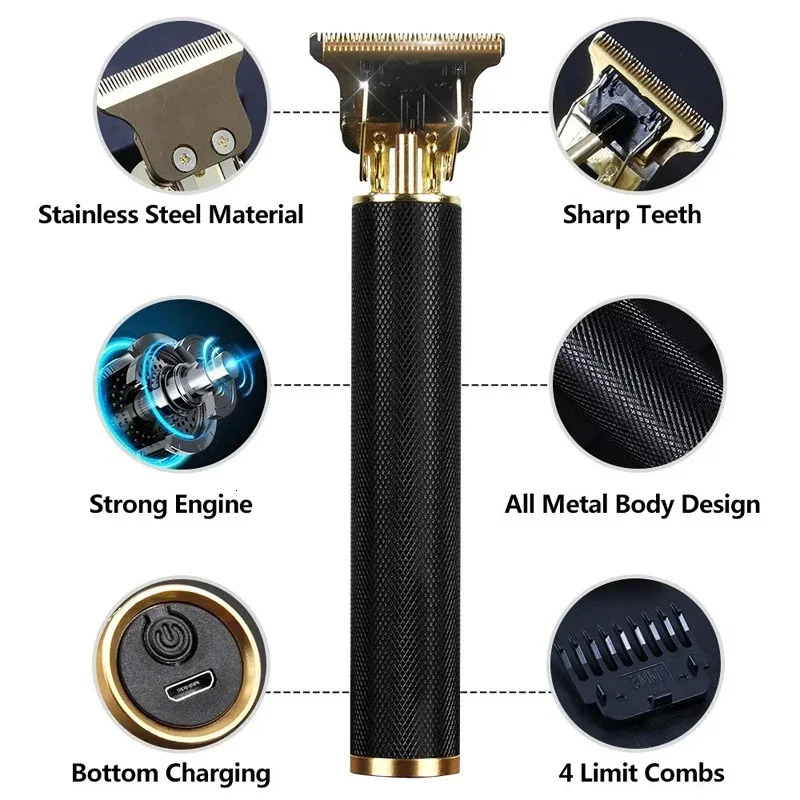Electric Hair Cutting Machine Vintage T9 Clipper Hair Rechargeable Man Shaver Trimmer For Mens Barber Professional 251029