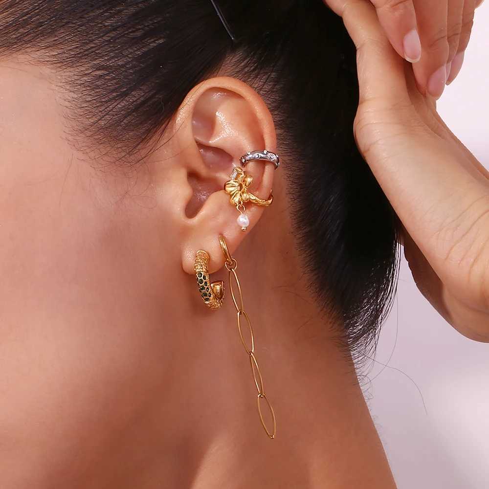 Minimalist Shiny Zircon Mini C Shape Ear Cuff Waterproof Trendy Womens Earrings 2024 Luxury Quality Stainless Steel JewelryW251029