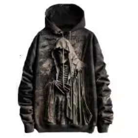 Halloween Hoodie Designer Men's Women's Y2K Hip Hop Gothic Skull Cartoon Pattern Print Black Ultra David Coat Men's Women's Gothic