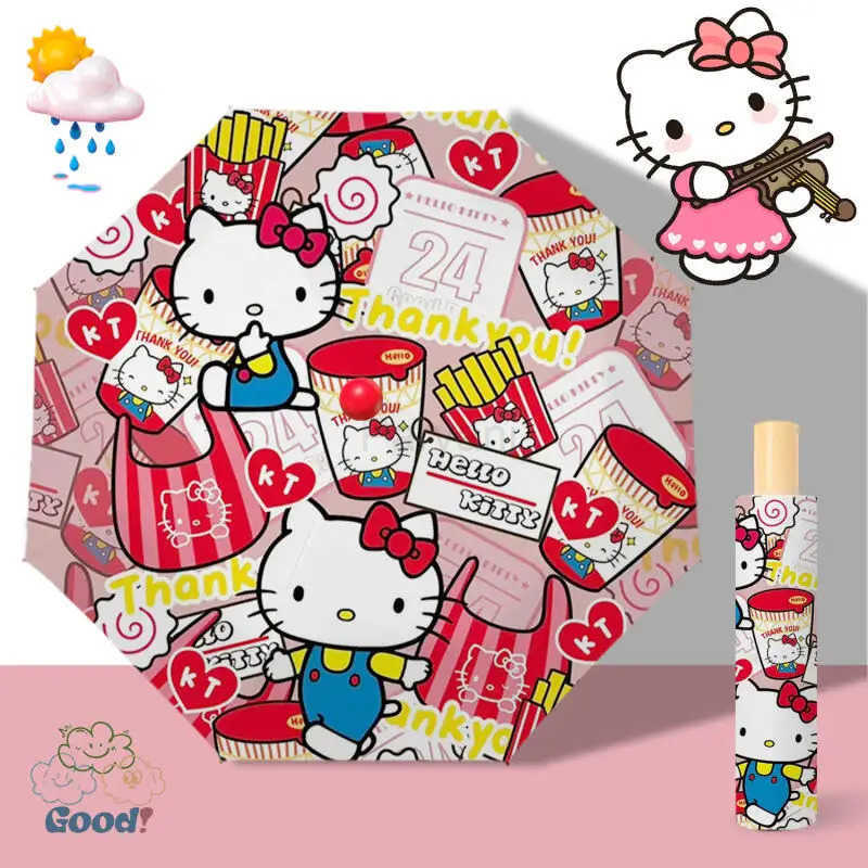 Sanrio Sanrio New Cartoon Umbrella Hello Kitty Kawaii Foldable Child Household Sun Umbrella Automatic Umbrella Sunshade Girl Umbrella L251029