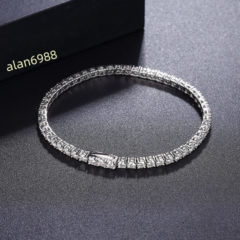 Solid 925 Sterling Silver 22carat Moissanite Tennis Bracelets for Women Men Engagement Jewelry Gift