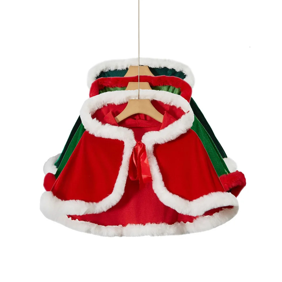 Fur Collar Cape Christmas Party Hood Cloak 251029