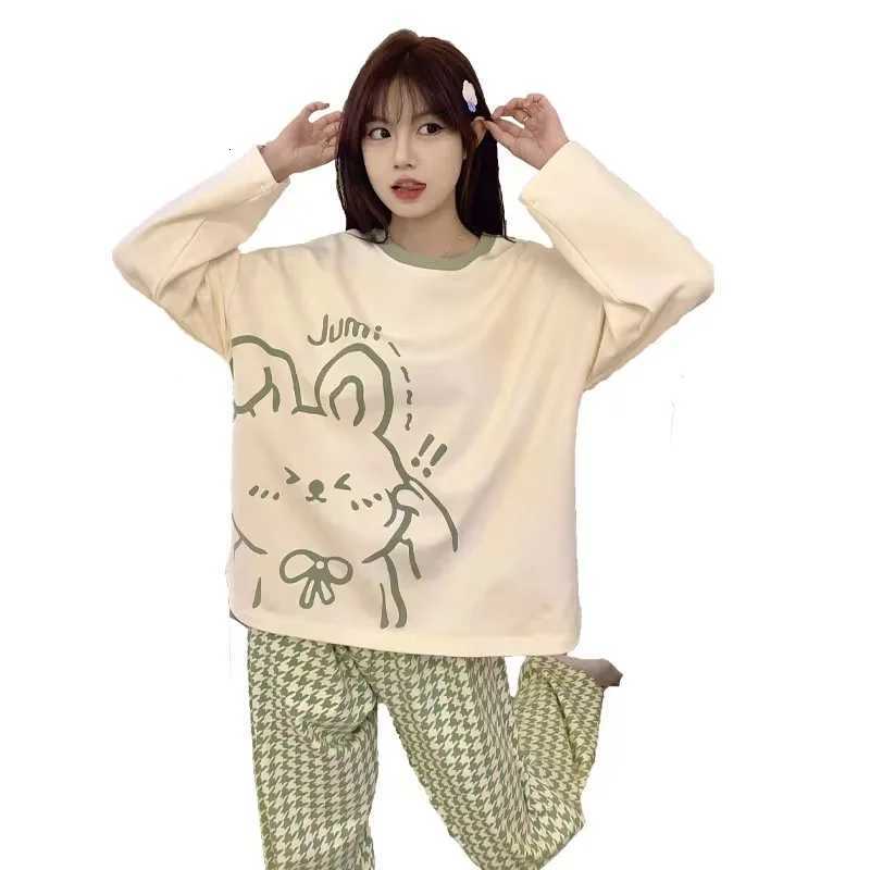 Womens TwoPiece New Pajamas Spring And Autumn Pajamas Homewear Womens Models LongSleeved Large Size Thin Homewear SuitT251029
