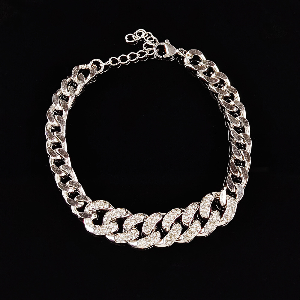 Fashion Cuban Bracelet for Men High Street Hip Hop American Style Ins Trend Thick Chain Non-Fading Jewelry s7419
