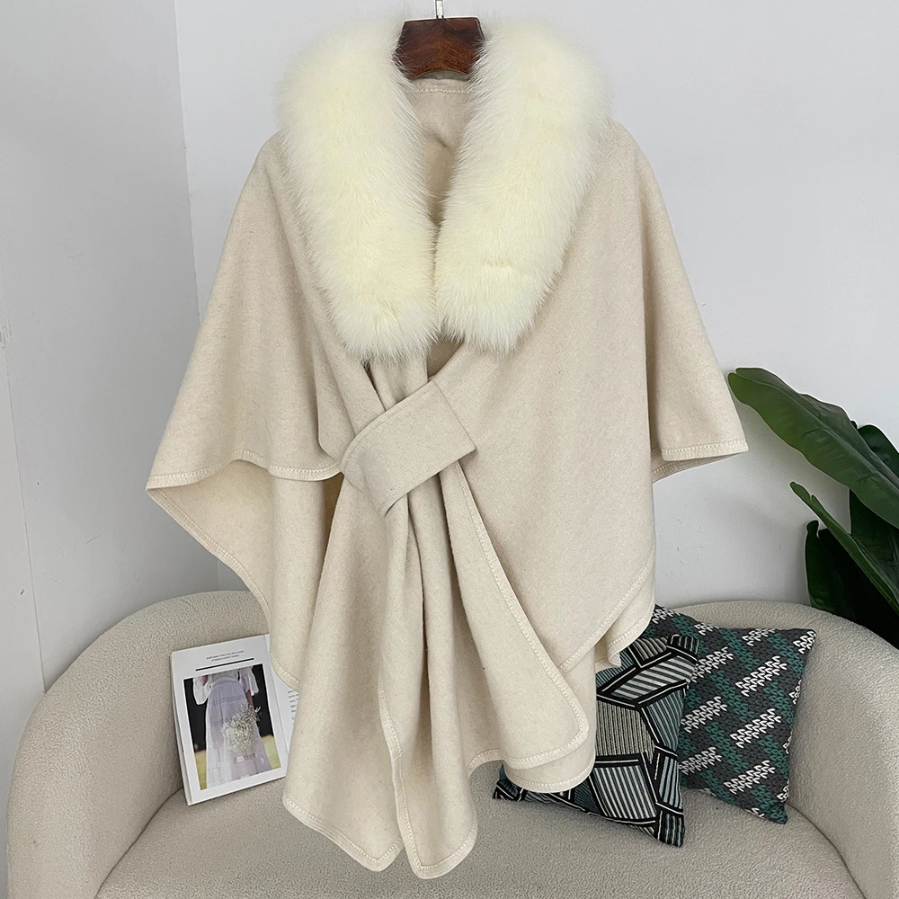 Spring Lanket Scarf Female Real Fur Coat Women Cloak Poncho Winter Warm Shawl Thickening BPashmina Cape Stole Fur Coats 251029