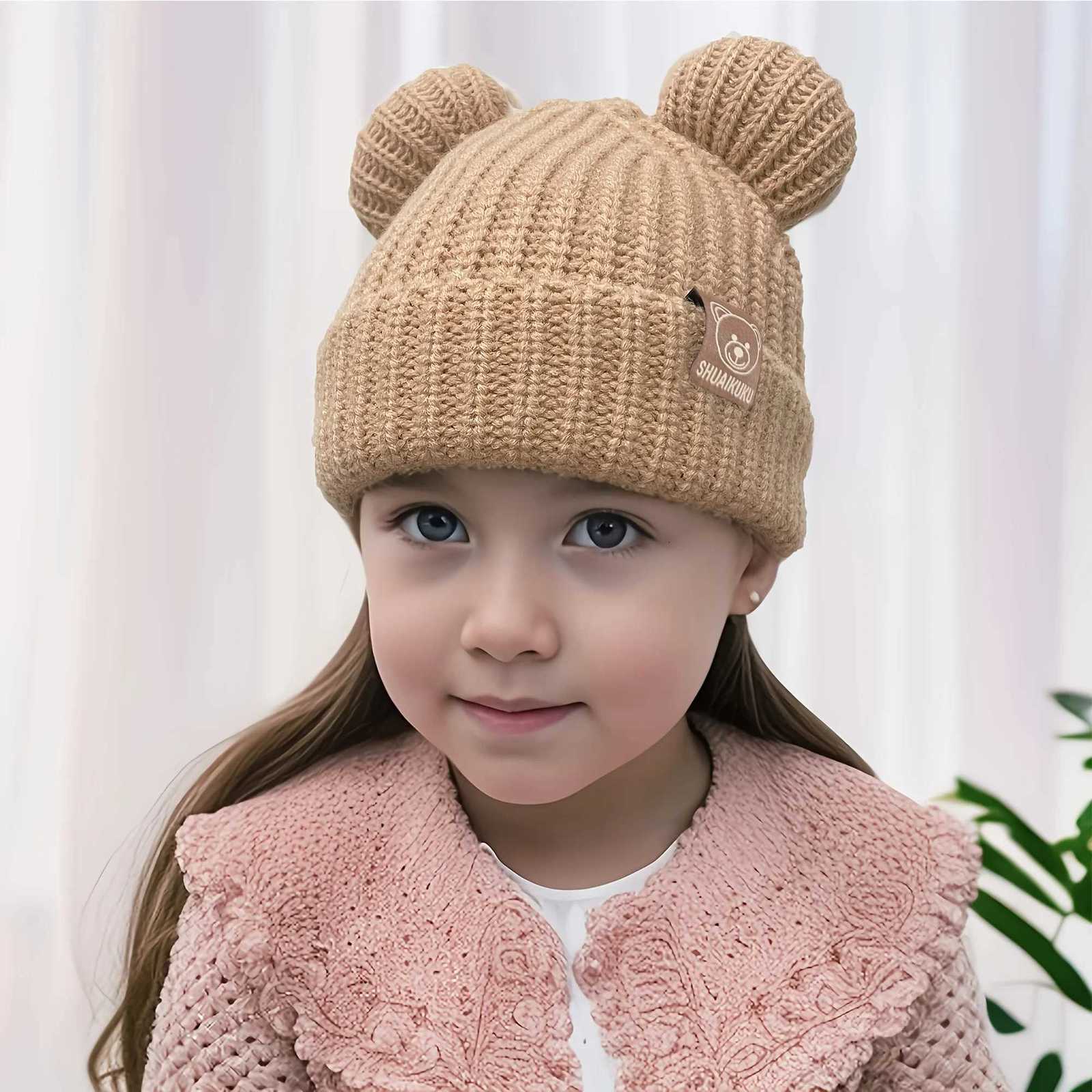 Kids Winter Beanie Hat with Ears 80 Acrylic 20 Polyester Lightweight Knit Fabric Fitted Urban Theme Buckle Closure Gift251028