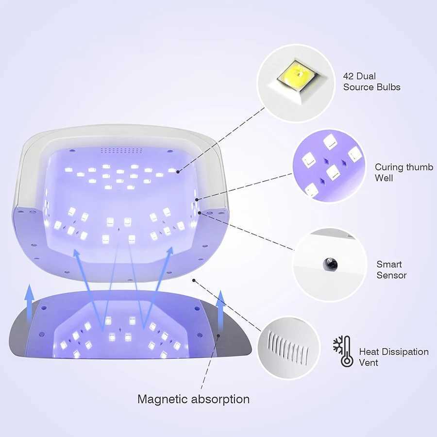 Not Rechargeable Nail Lamp with Handle Professional Gel Polish Dryer Pedicure Machine White Light Source Nail UV LED Lamp J251115
