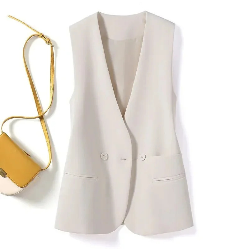 Womens Vest Jacket 2025 Korean Fashion Spring Summer Sleeveless Jacket Suit Vest Femme Blazer Waistcoat Tops 251029