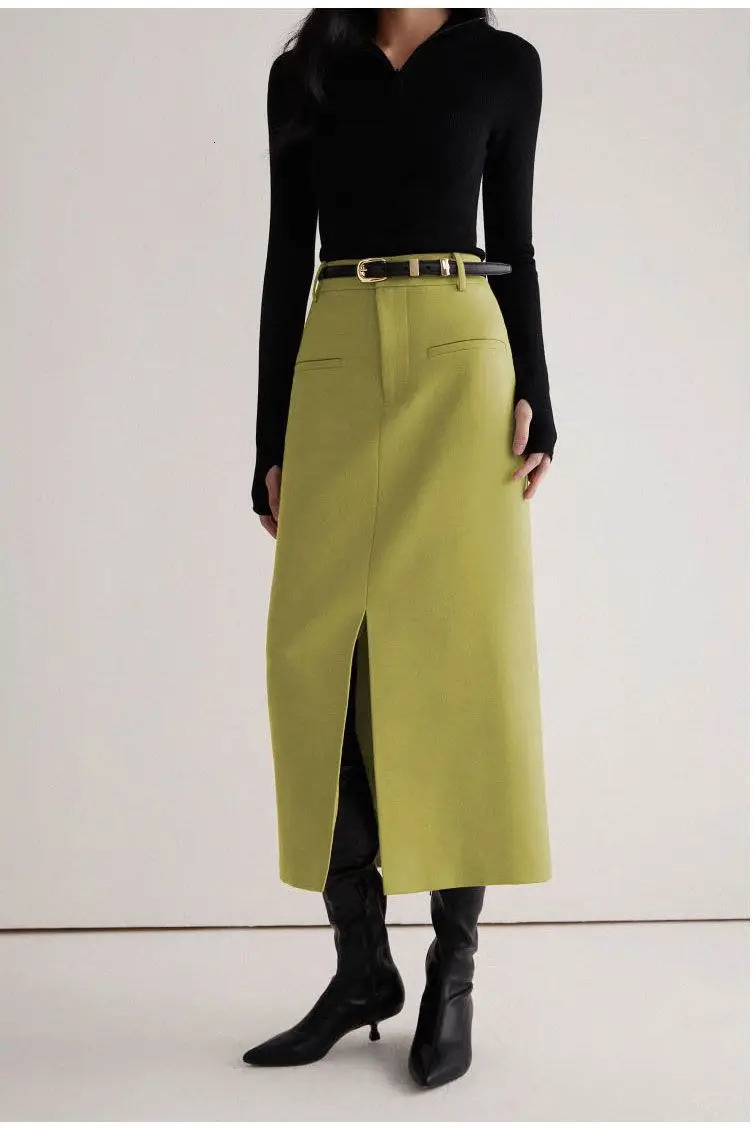 Slit High Waist Suit Straight Midlength Fashion and Slim Temperament Skirt 251028