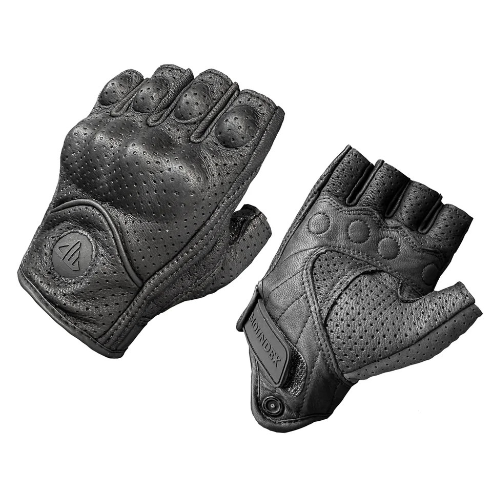 Leather Motorcycle Gloves Breathable Motocross Riding Moto Summer Racing All Season Guantes Red Half Finger Luva Motor 251013