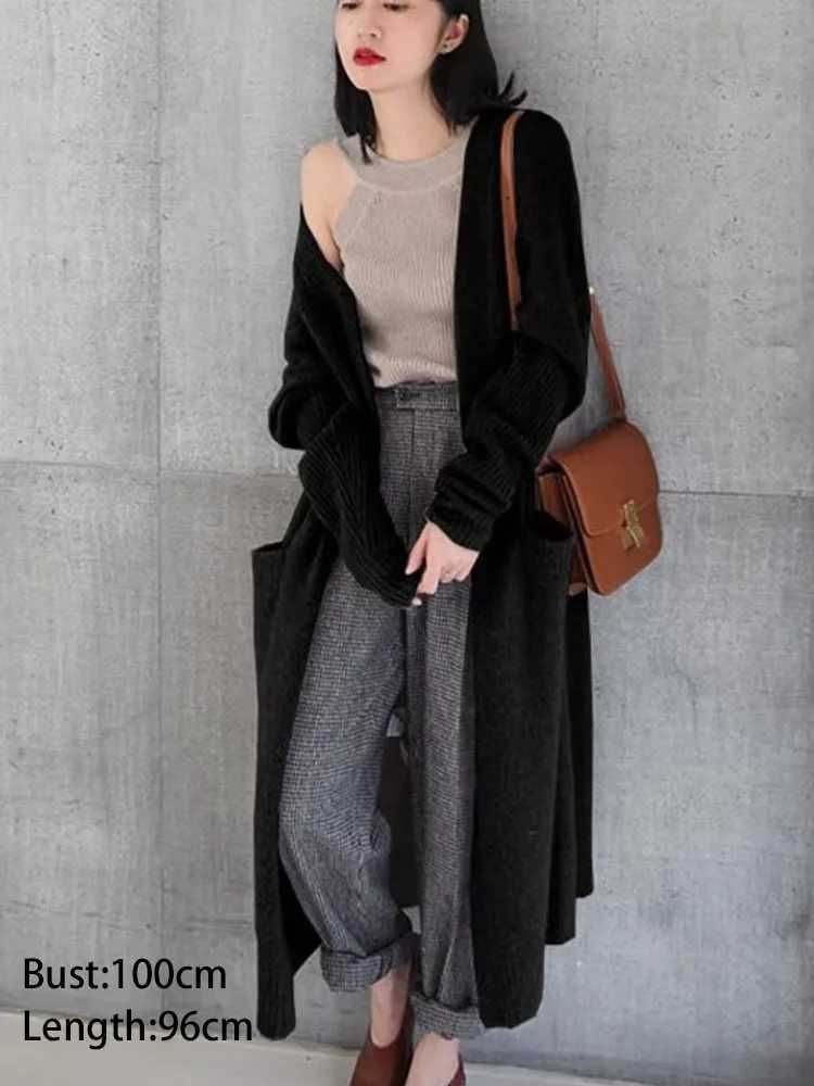 New Fashion Thicken Knitted Long Cardigan Sweater Women Autumn Winter Long Sleeve Sweater Coat Casual Loose OutwearT251028