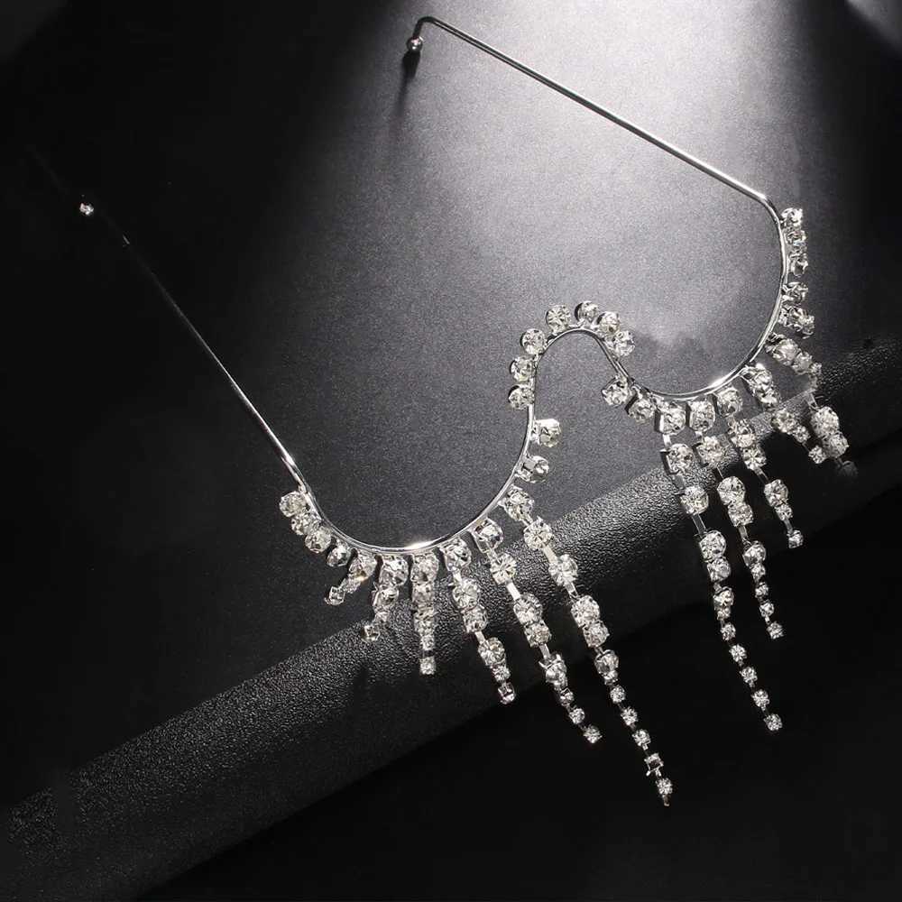 Stonefans Big Crystal Tassel Glasses Frame for Women Luxury Retro Sunglasses Boho Without Lens Accessories Eyes Glasses JewelryW251029