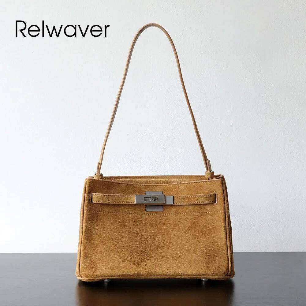 Relwaver shoulder sheep suede genuine leather messenger autumn winter fashion flap party women bag