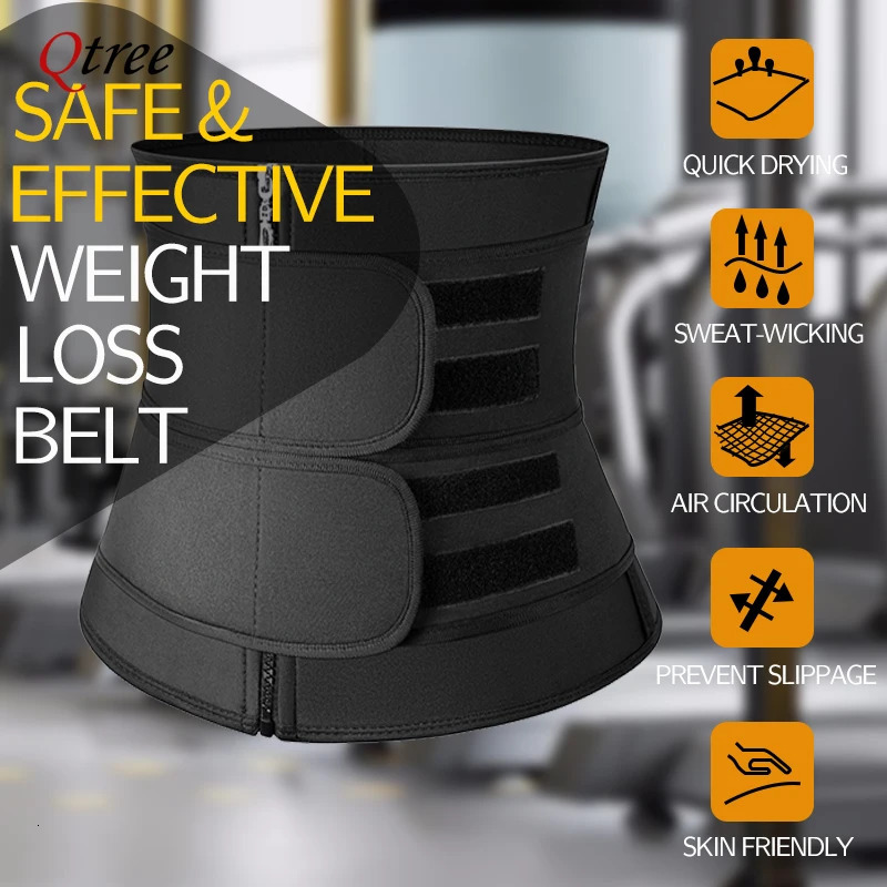 Qtree Waist Trainer Plus Size for Women Sports Girdle Corset Slimming Belly Body Shaper Sweat Trimmer Belt Slimmer Weight Loss 251029