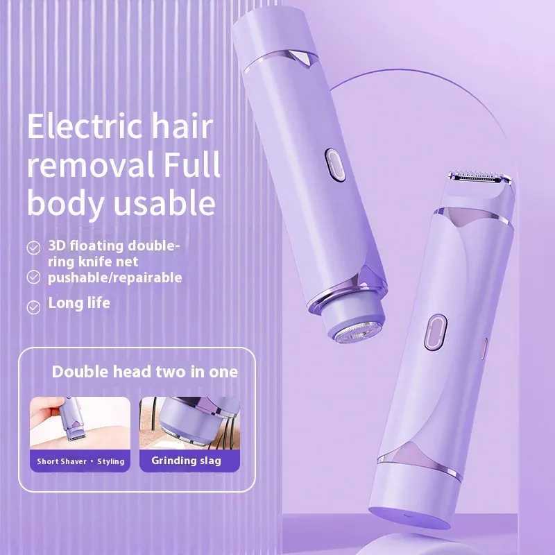 Multifunction epilator for women double razor head USB rechargeable face beard legs body underarm bikini electric shaver J251117