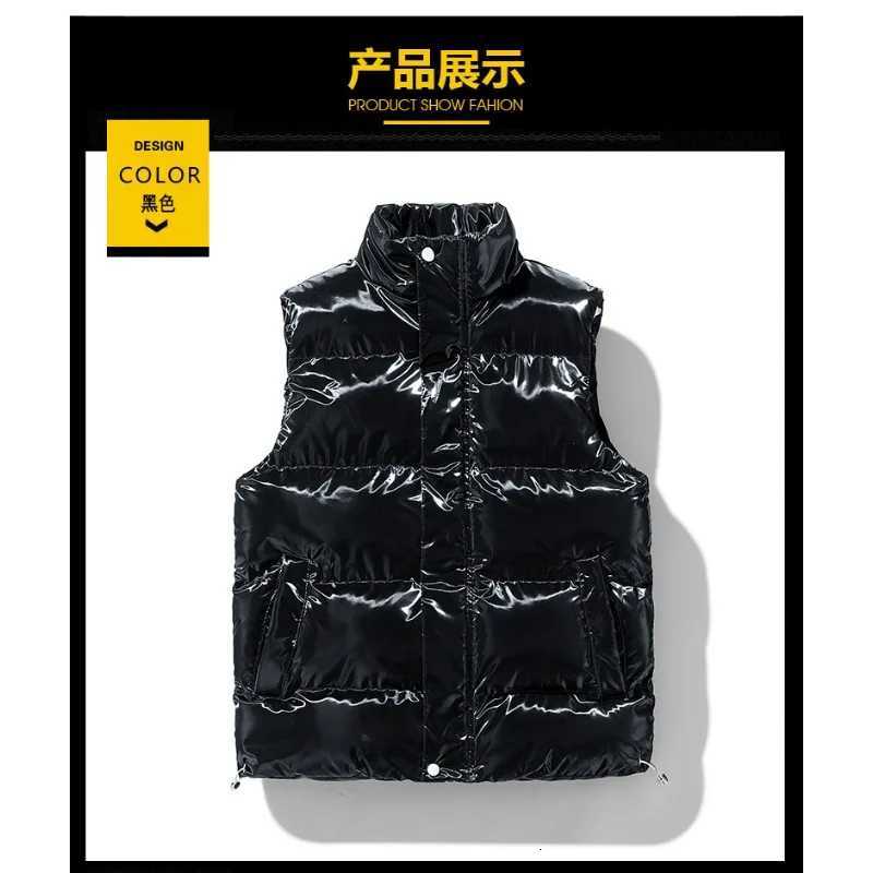 2025 Autumn and Winter Unisex Fashionable Highquality Shiny Surface Warm Casual Loose Stand Collar Versatile Comfortable Vest W251029