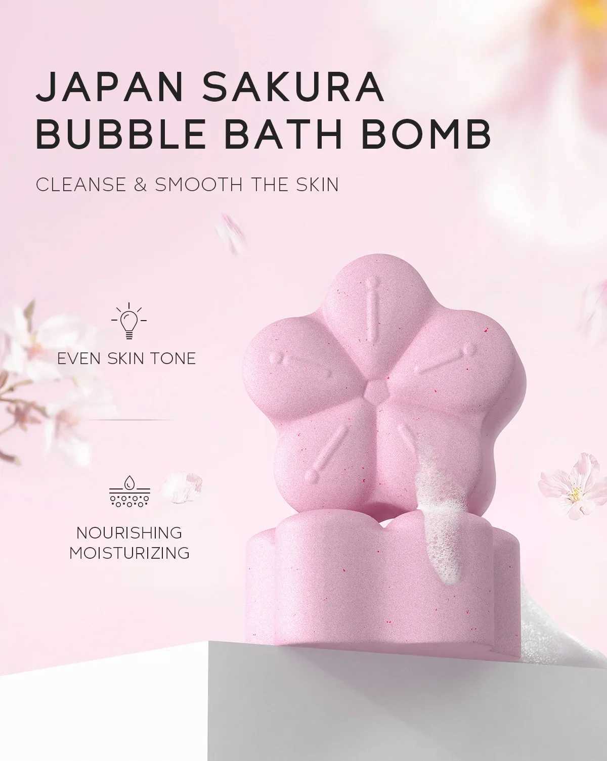 LAIKOU Japanese Sakura Bath Bomb Bubble Explosion Bath Salt for Body Cleansing Moisturizing 30g L251029