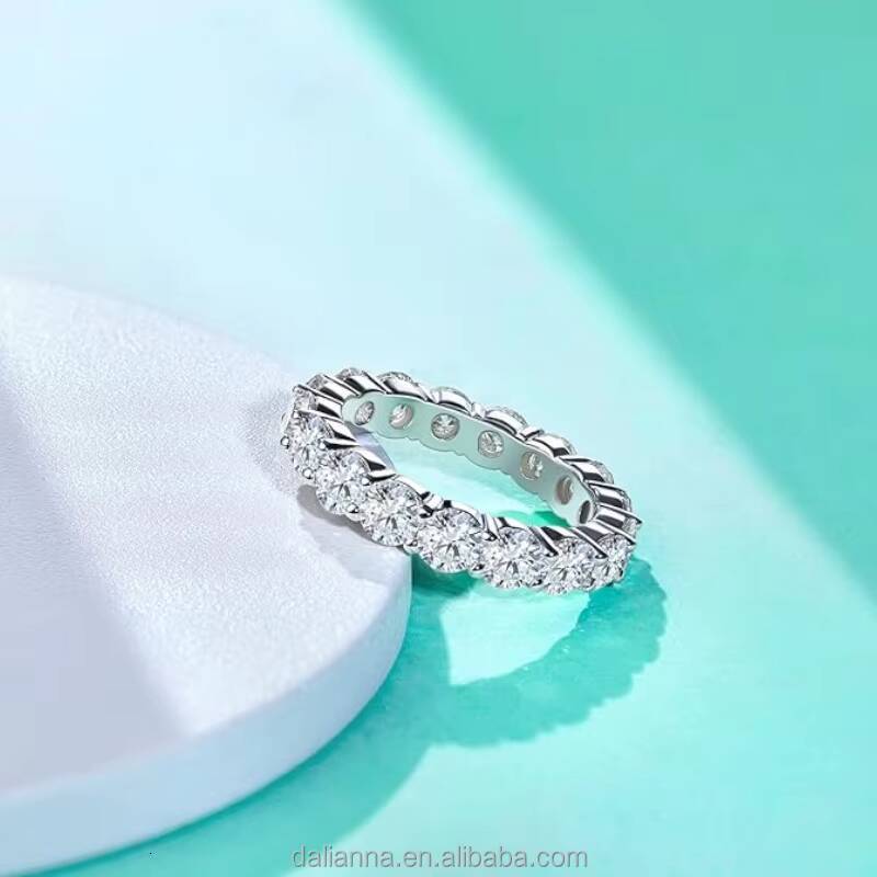 New Model Moissanite Eternity Ring Round Cut 5Ct D Color Lab Created Diamond Sterling Silver Wedding Band Ring for Women