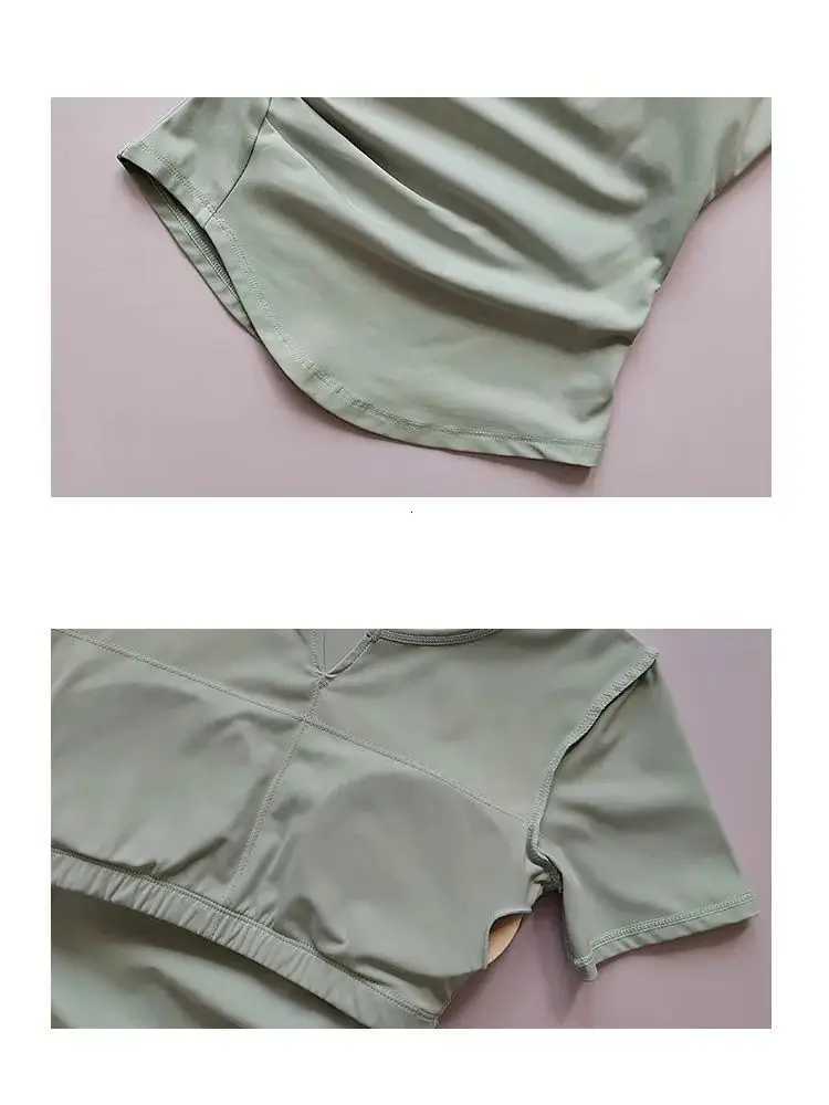 Womens Sports Shirts Yoga Shortsleeved Tshirt Padded Tight Training TShirt Breathable Quickdry Running TShirt Fitness TopXJ251029