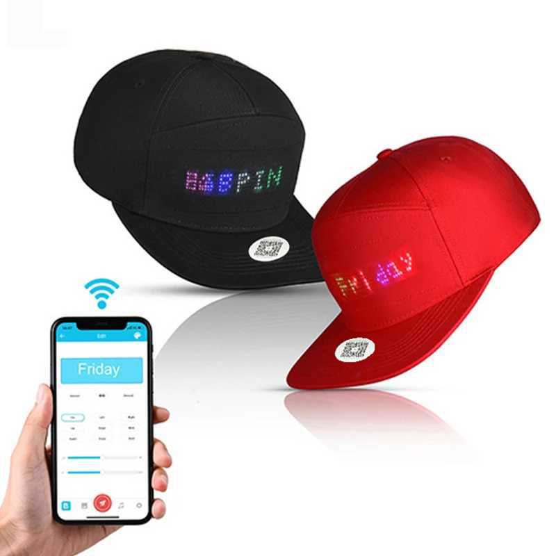 USB charging Bluetooth LED Smart Cap Customized Bluetooth Hat Mobile APP Control Editing Hat for Christmas Birthday Party giftW251029
