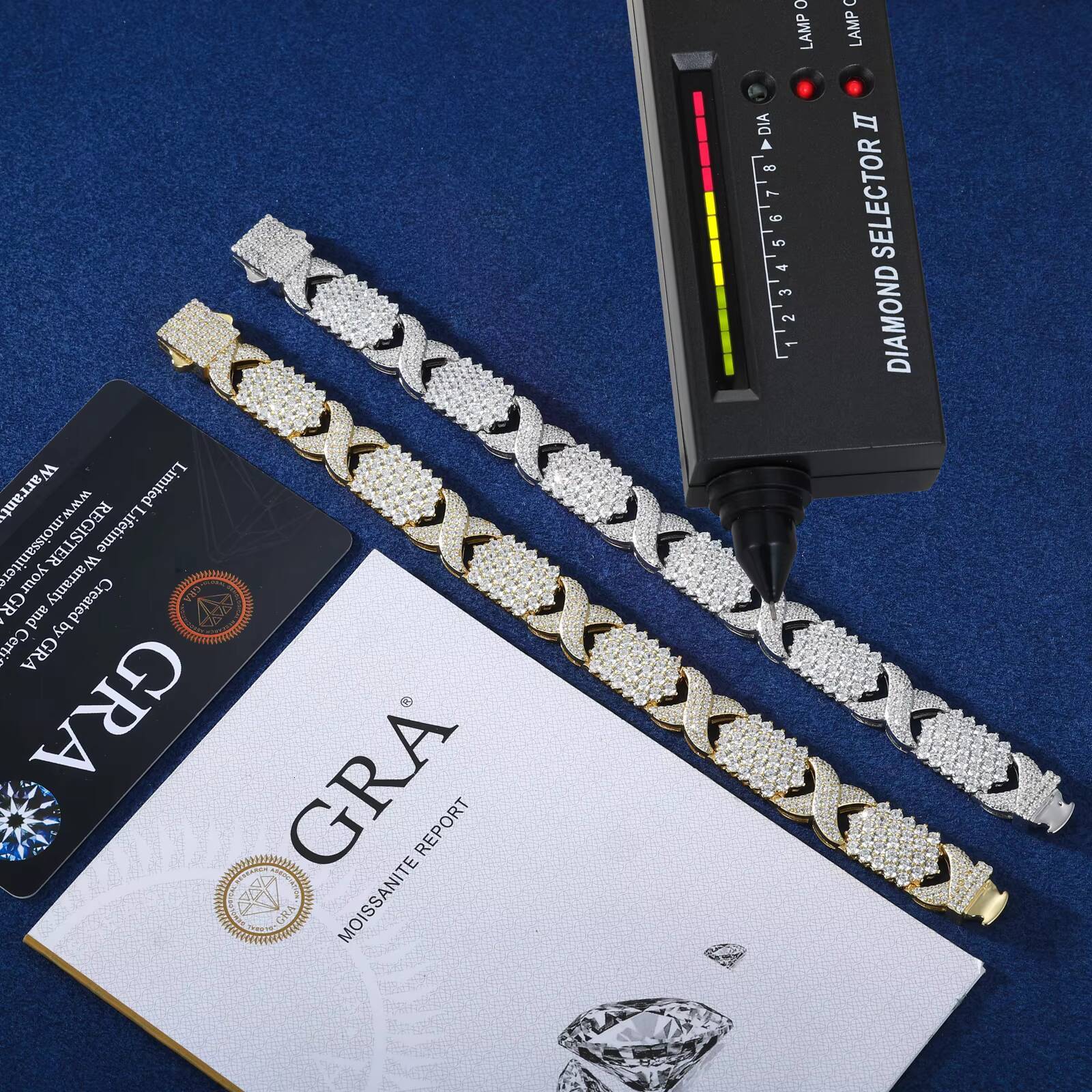 New Design Hip Hop Jewelry Custom Colored 12mm 925 Sterling Silver Vvs Moissanite Diamond Infinity Link Bracelet for Men