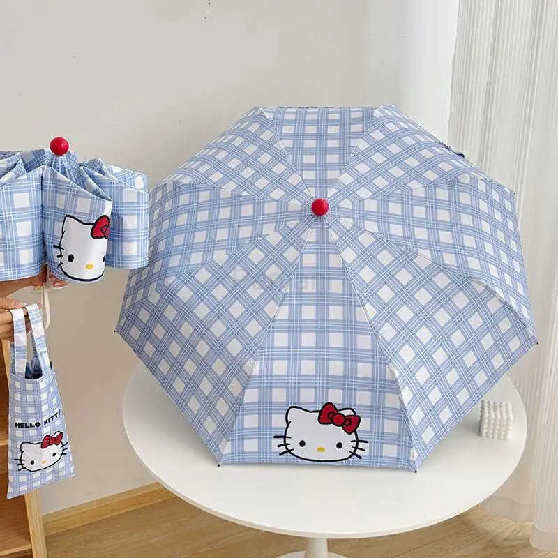 Sanrio Hot Sanrio Hello Kitty The Blue Series Sun Umbrella Kawaii Anime Vinyl Uv Protection Cartoon Sunshine and Rain Dual Use Umbrella L251029