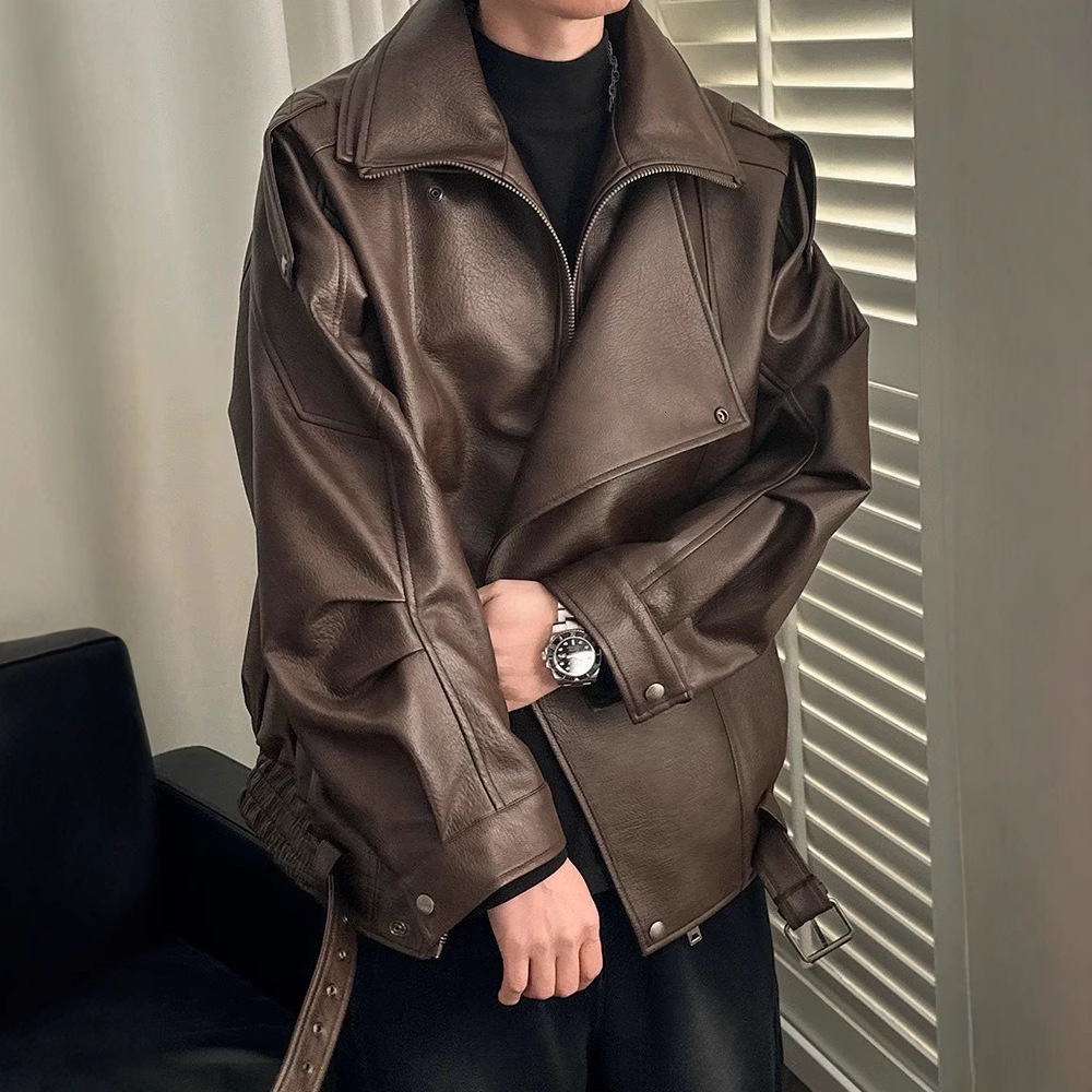 Spring And Autumn Youth American Designer Jacket Style High-end Cool Leather Jacket Coat Regular Casual Zipper Solid Color