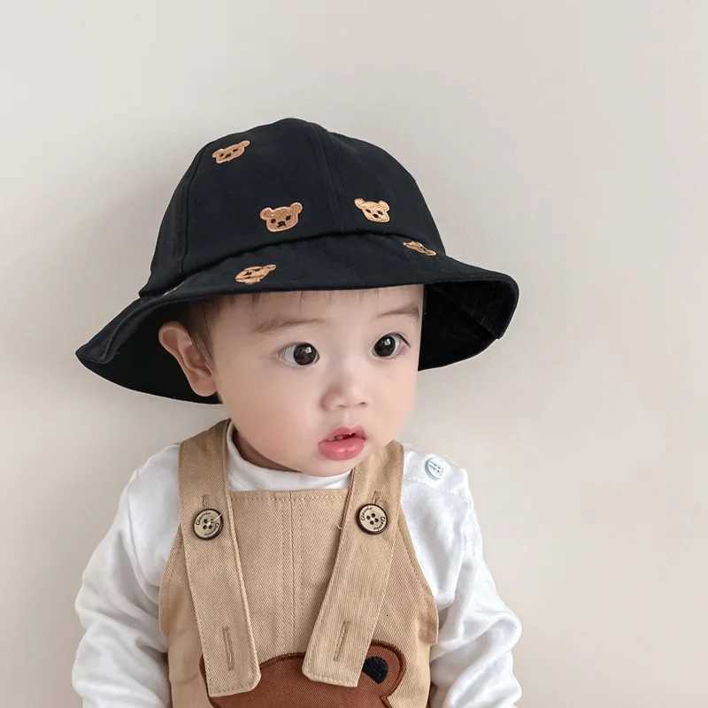 Wide Brim Baby Panama Basin Cap Kids Bear Fisherman Hat Cartoon Print Toddler Bowl Hat 13year Boy Girl Children Sunscreen Visor251028