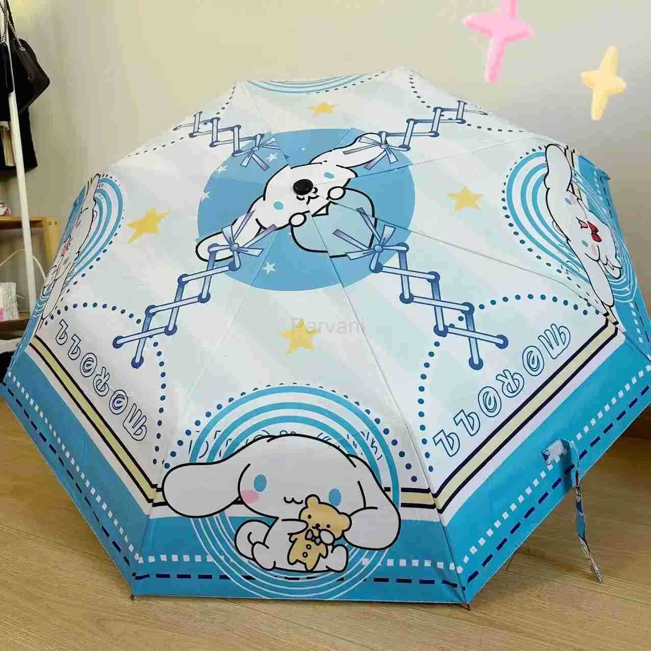 Sanrio 14 styles Sanrio Kuromi Hello Kitty Melody Cinnamoroll Automatic Sunshade Umbrella Sunscreen AntiUltraviolet Folding Umbrella L251029