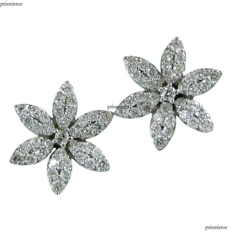 2024 Simple Fashion Stud Earrings Sterling Sier Pave White 5A Cubic Zircon CZ Dia Gemstones Party Dinner Women Snow Flower Earring Gift