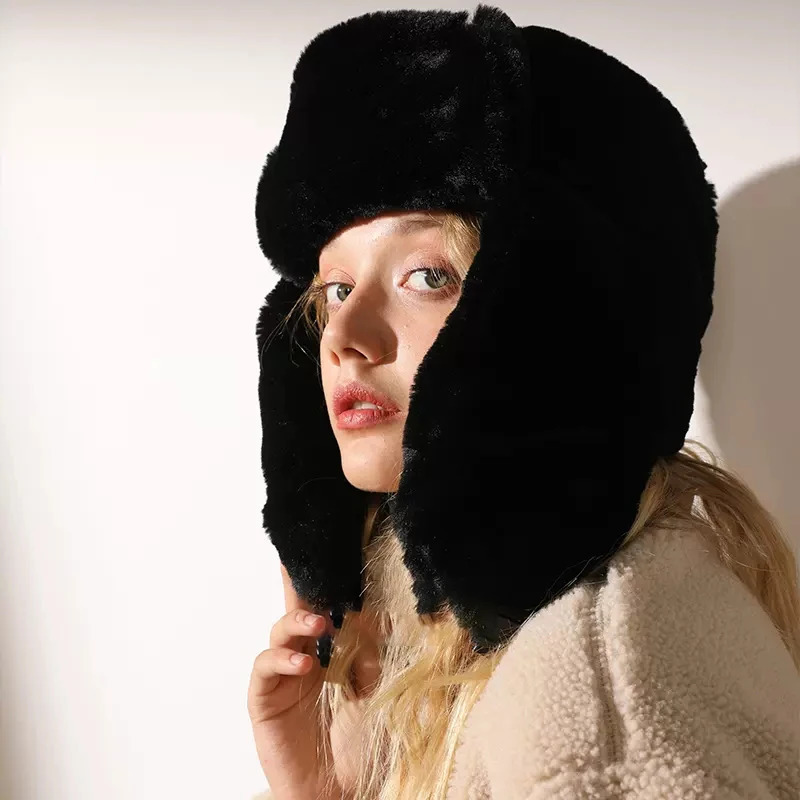 Womens Hat Winter HaTt Ushanka for Female Thicken Cold Cap Warm Windbreak Pilot with Earflaps 251013