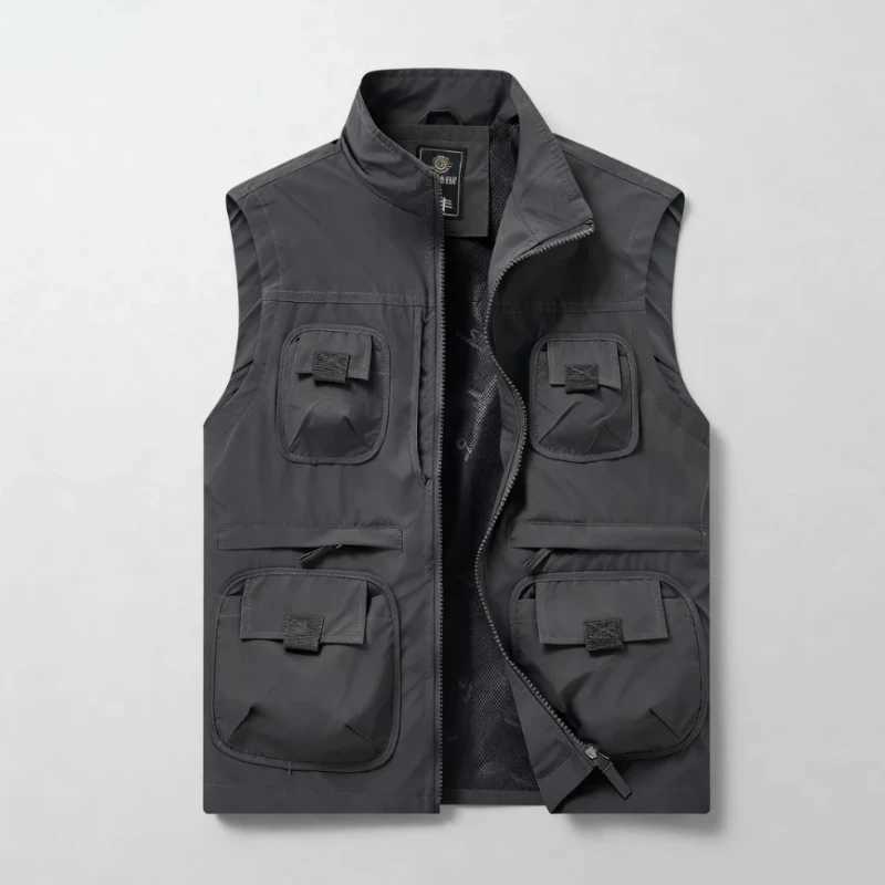 M8XL 2025Autumn New Unisex Outdoor Multi Pocket Casual Hiking Stand Up CollarVersatile Vest Jacket Comfortable Vest Workwear W251029
