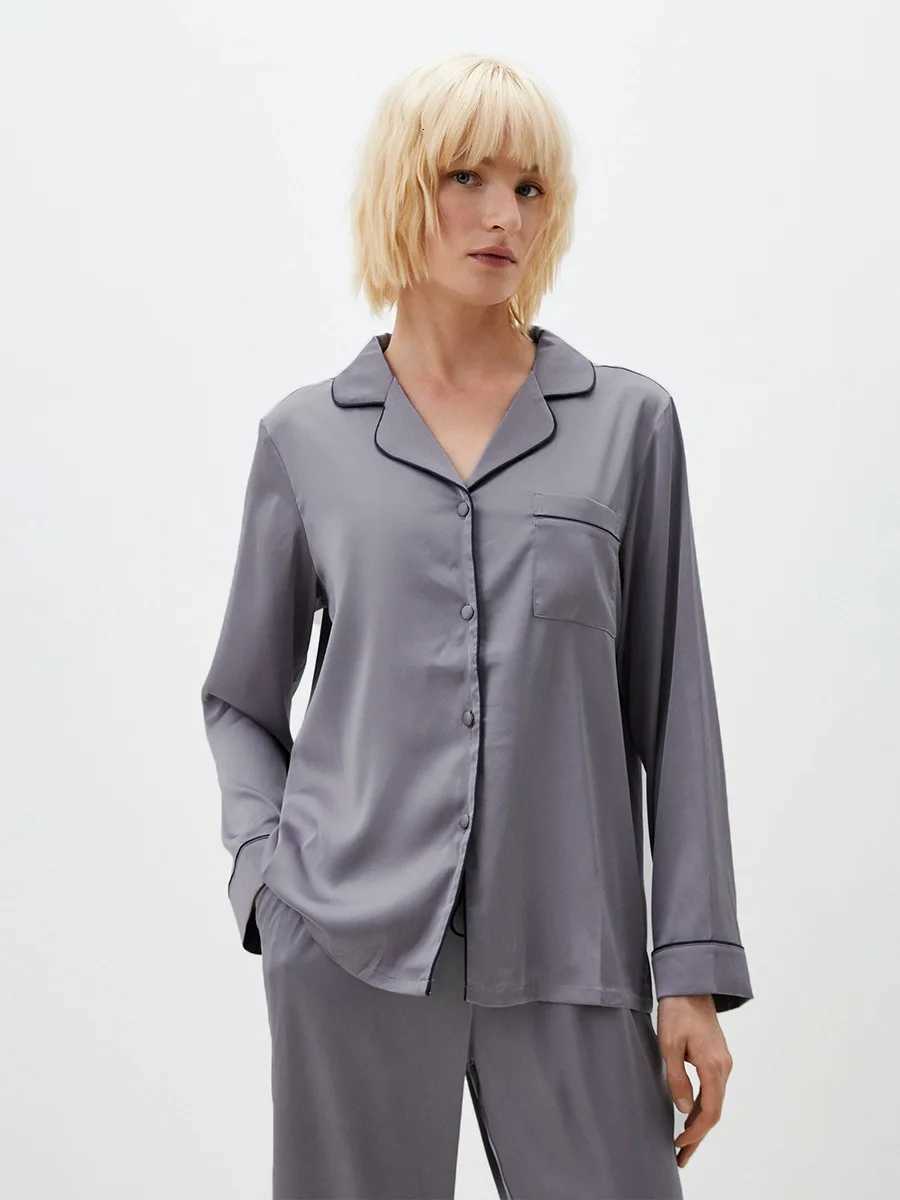 Muzaleva Womens Collar Long Sleeved Long Pants Pajama Set 2025 New Loose Cardigan Pajamas Comfortable Casual Sleepwear SetsT251029