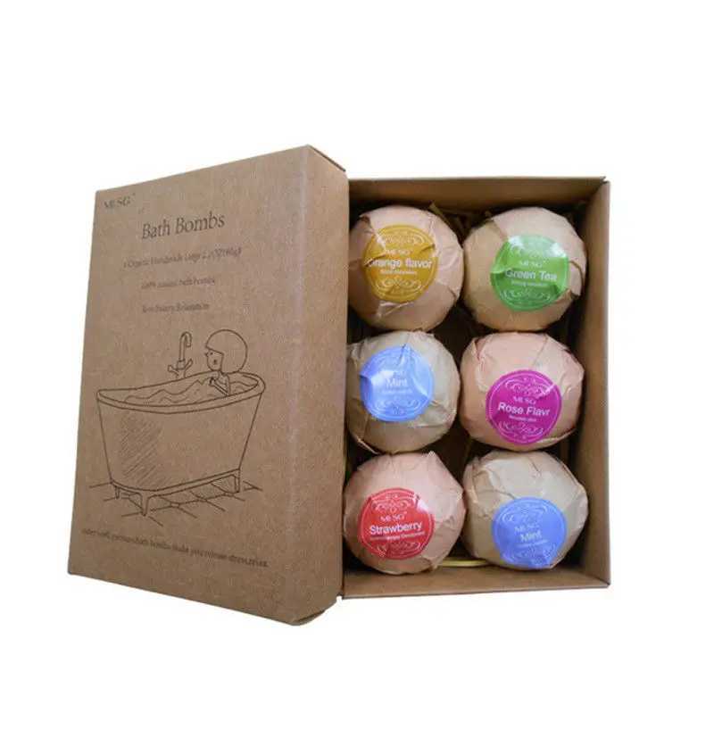 6Pcs Aromatherapy Bubble Bath Bombs with Coconut Oil Gift Bath Fizzies L251029