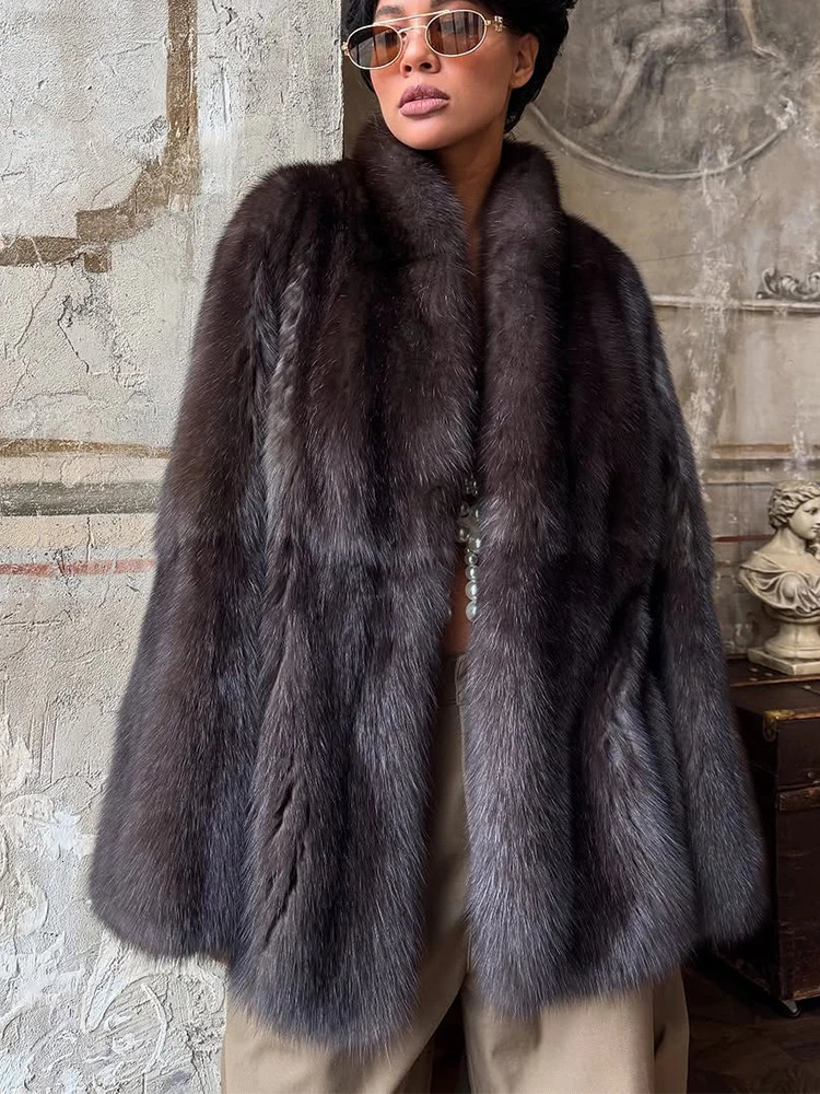 Women Warm Faux Fur Cardigan Coat Chic Fluffy Vneck Street Long Sleeve Loose Jackets Casual 2025 Winter Lady Outerwears 251029