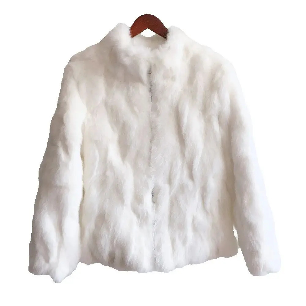 Natural Rabbit Fur Coat Women Winter Jacket Real Leather And Fur Bolero Womens Clothing Female Outerwears With 2025 Black Cold 251029