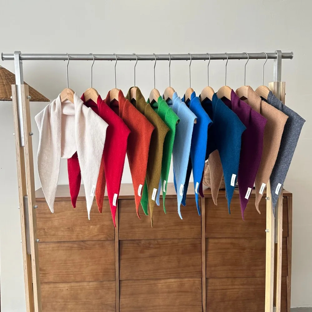 100 Wool Winter Scarf For Women Warm Triangle Knit Scarves Hijab Solid Lady Shawl Wrap Female Pashmina Bandana Head Scarfs 251029