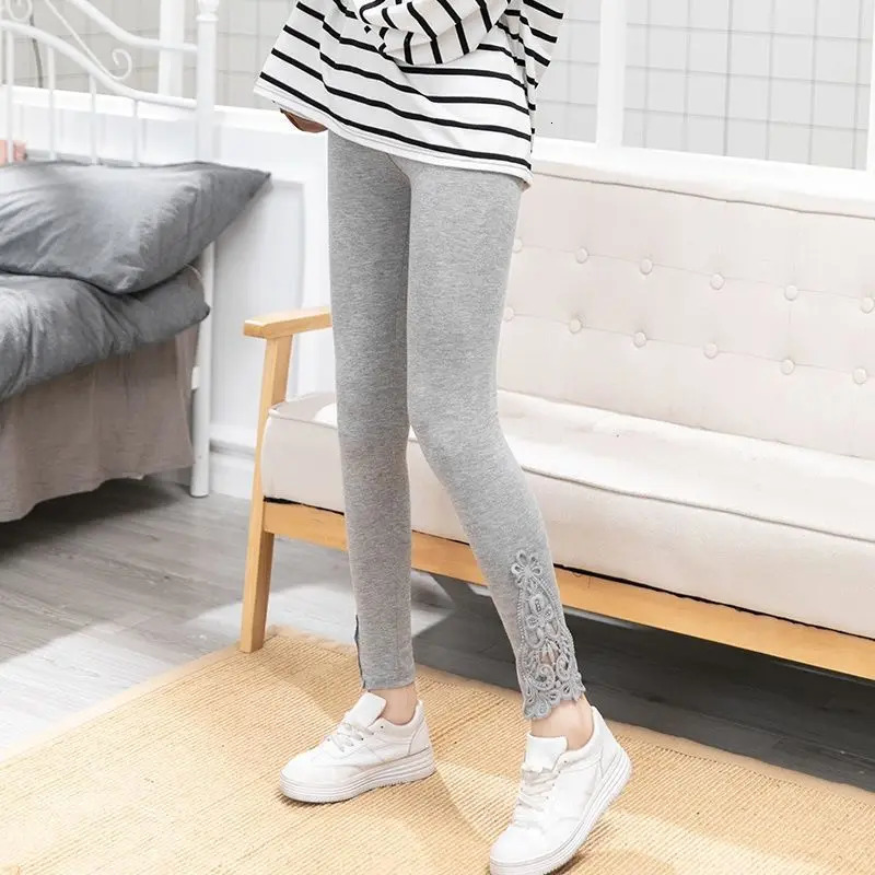 Women Fashion Solid Contrast Lace Skinny Leggings UltraComfortable AllSeason Essential for Women Womens Clothing 251029