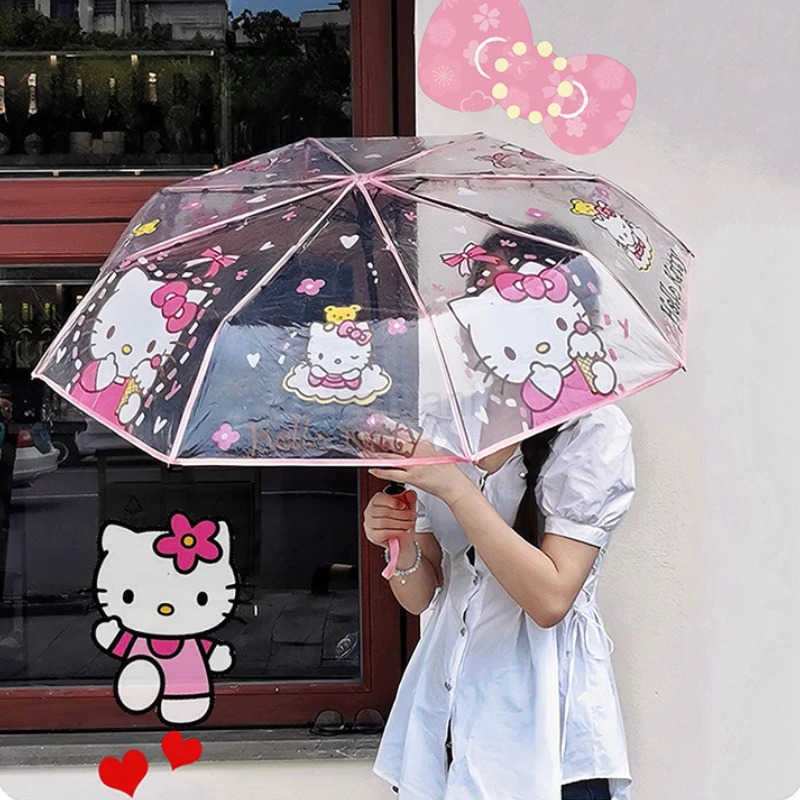 Sanrio HelloKitty manual cute cartoon womens folding light and portable umbrella daily antiumbrella L251029
